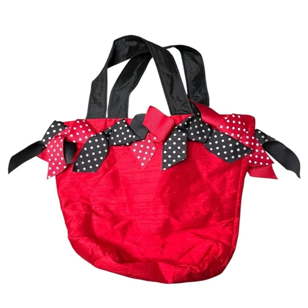 La Shea Georgia Bulldogs UGA Red Bow Gingham Lined Tote Bag Handbag NCAA